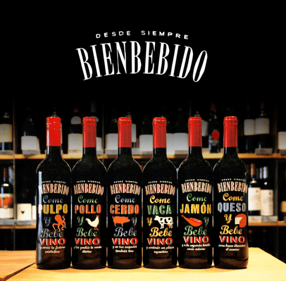 Todos os vinhos Bienbebido enfileirados