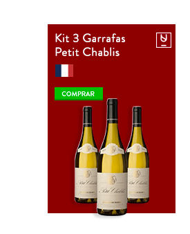 Kit de vinhos, três garrafa de Petit chablis