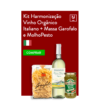 Kit harmonização com vinho, massa e molho preto