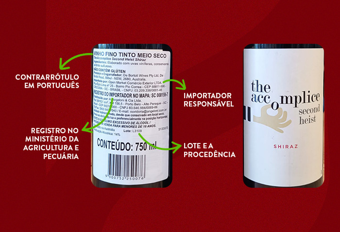 Contrarrótulo de vinho.