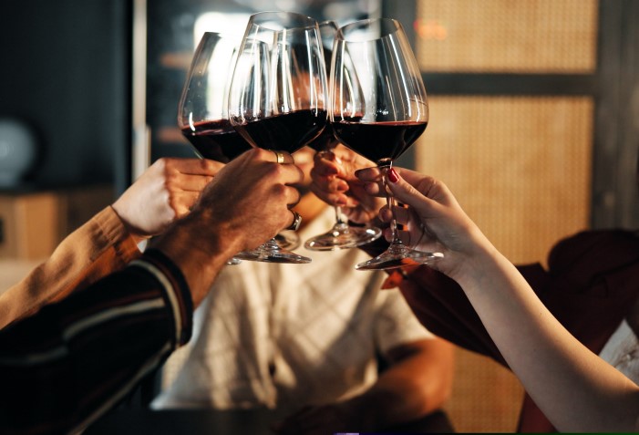 Pessoas brindando com malbec argentino.