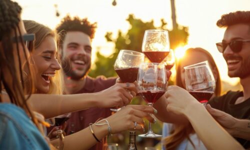 Jovens Adultos Brindando Com Vinhos.