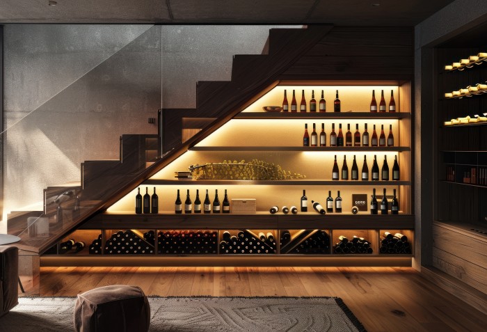 Uma enorme adega debaixo da escada